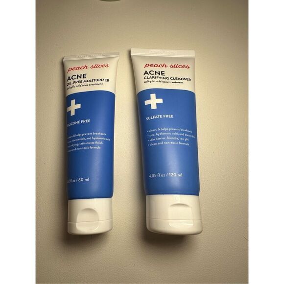 Peach Slices Acne Oil-Free Moisturizer 120ml+ Acne Clarifying Cleanser 80ml - Picture 1 of 6